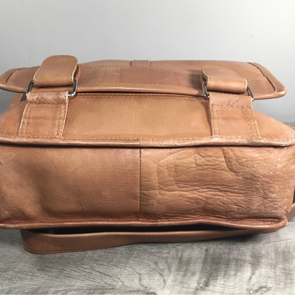 Vintage Brown Leather Messenger Shoulder Laptop School College Handbag Purse Bag